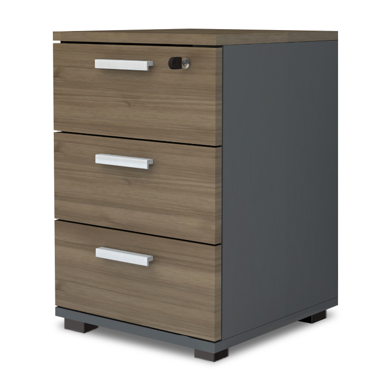 Συρταριέρα γραφείου με κλειδαριά επαγγελματική Venturo Megapap χρώμα ανθρακί - καρυδί 39x40x57εκ.