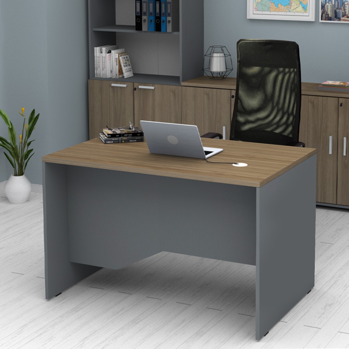 Γραφείο επαγγελματικό Venturo Megapap χρώμα ανθρακί - καρυδί 120x80x75εκ.