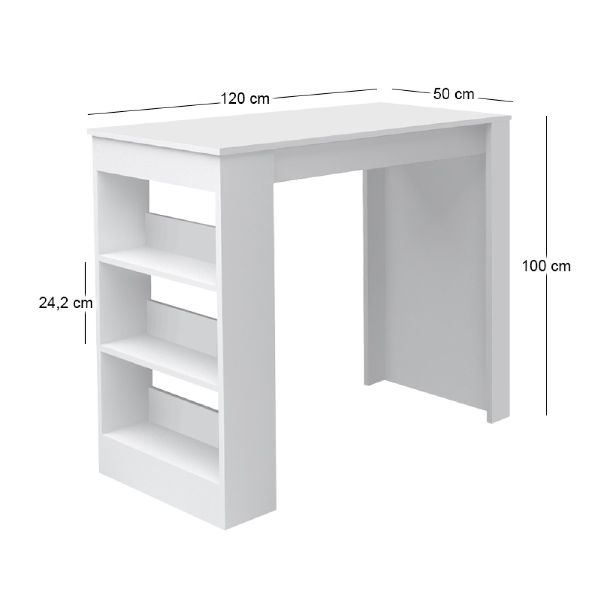Τραπέζι μπαρ Deep Megapap χρώμα λευκό 120x50x100εκ.
