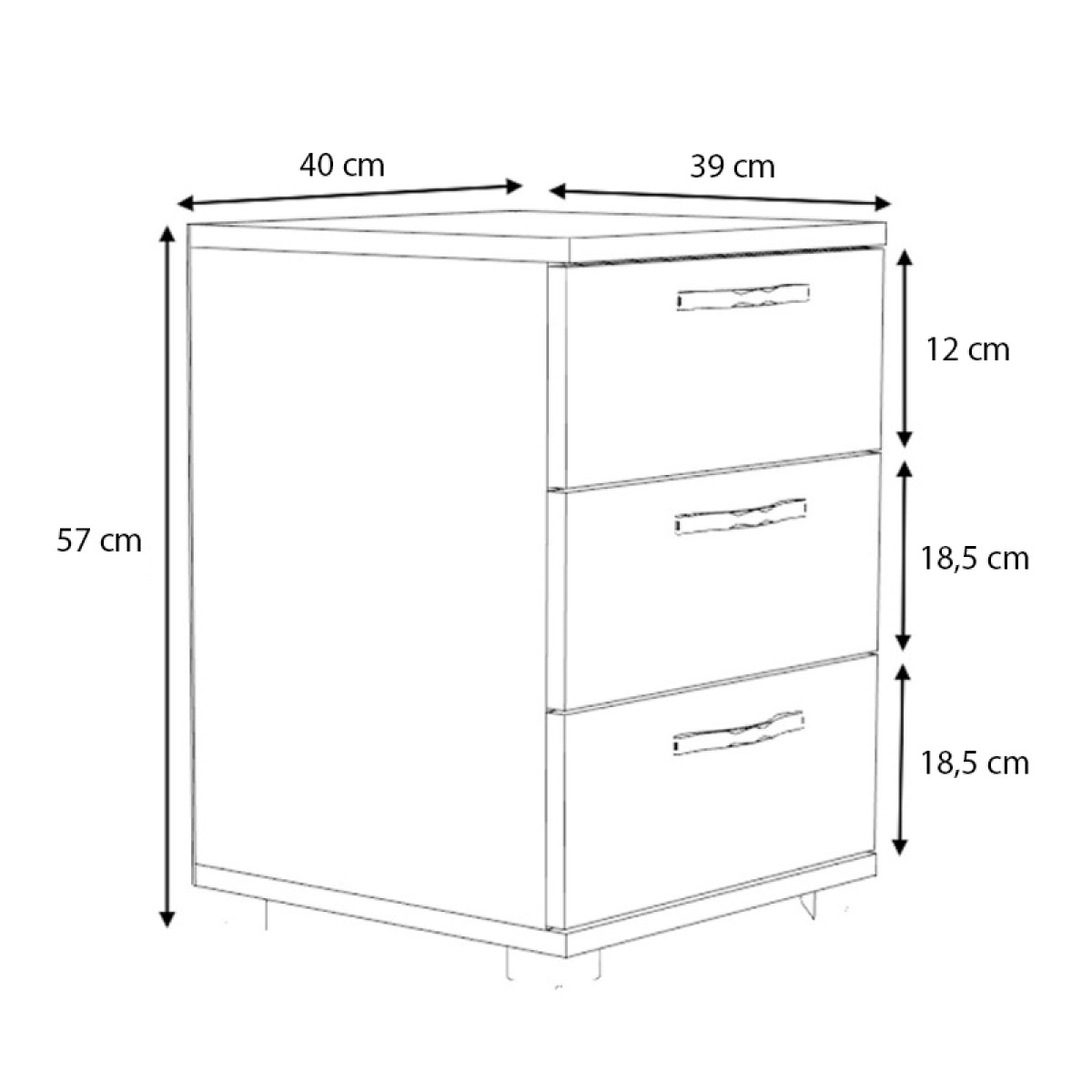 Κομοδίνο - Συρταριέρα γραφείου Roco Megapap χρώμα γκρι σκυροδέματος 40x39x57εκ.