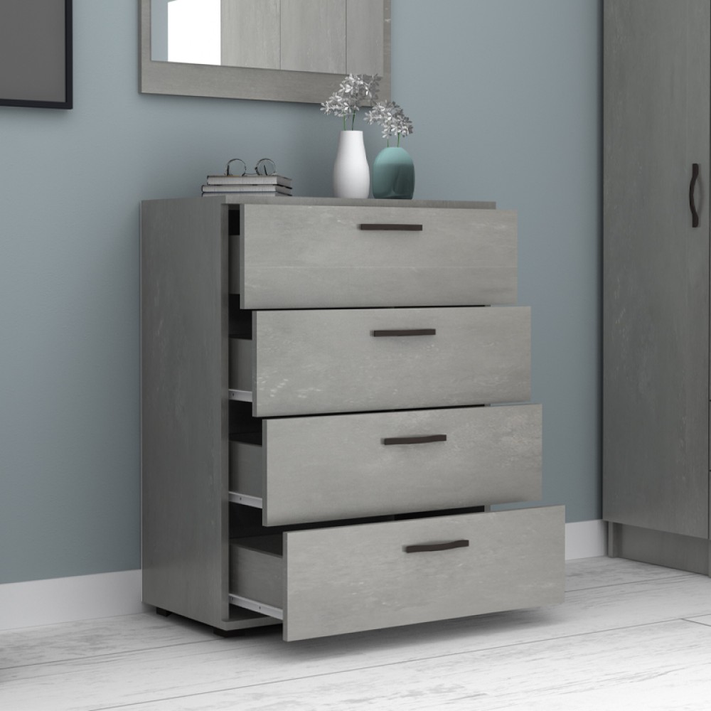 Συρταριέρα Velika Megapap χρώμα γκρι σκυροδέματος 73x44x96εκ.