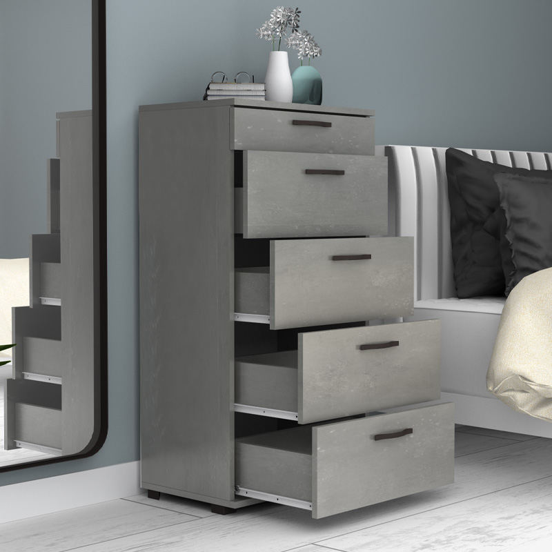 Συρταριέρα Helia Megapap χρώμα γκρι σκυροδέματος 60x44x108εκ.