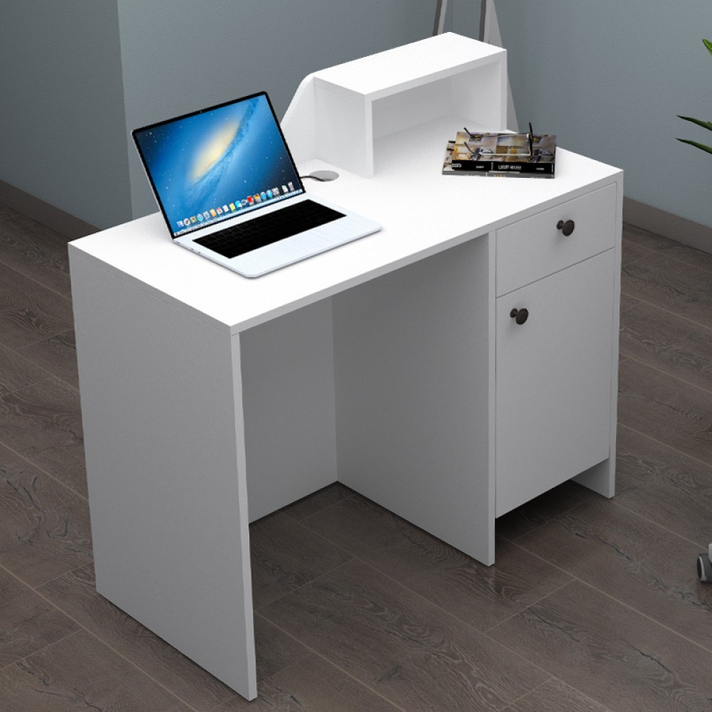 Γραφείο υποδοχής - reception Merlin Megapap χρώμα λευκό 110x50x101,8εκ.