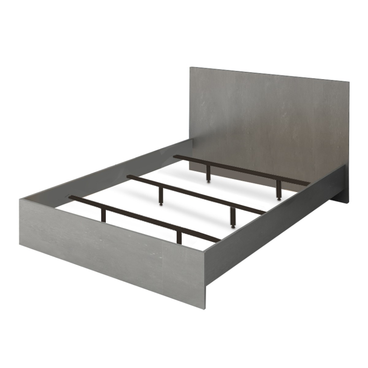 Κρεβάτι Troy Megapap χρώμα γκρι σκυροδέματος 140x190εκ.