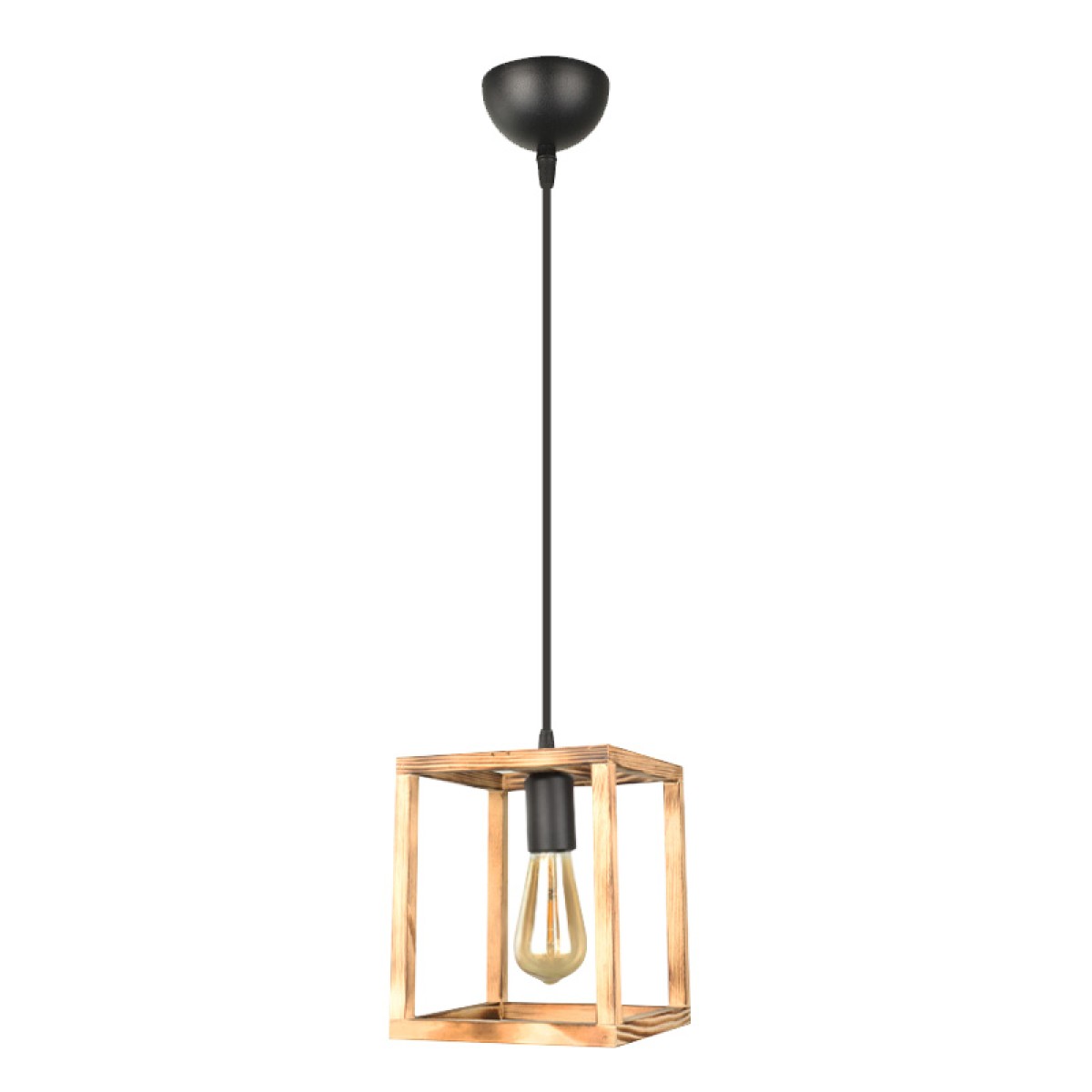 Φωτιστικό οροφής Kubo Megapap E27 ξύλινο μονόφωτο χρώμα φυσικό 18x18x65εκ.