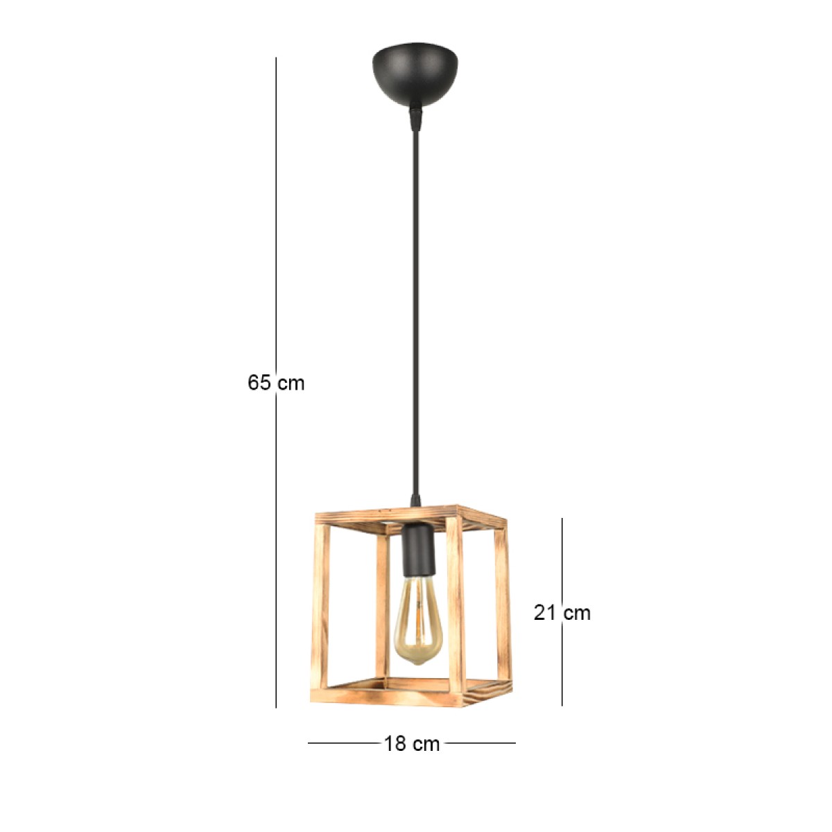 Φωτιστικό οροφής Kubo Megapap E27 ξύλινο μονόφωτο χρώμα φυσικό 18x18x65εκ.