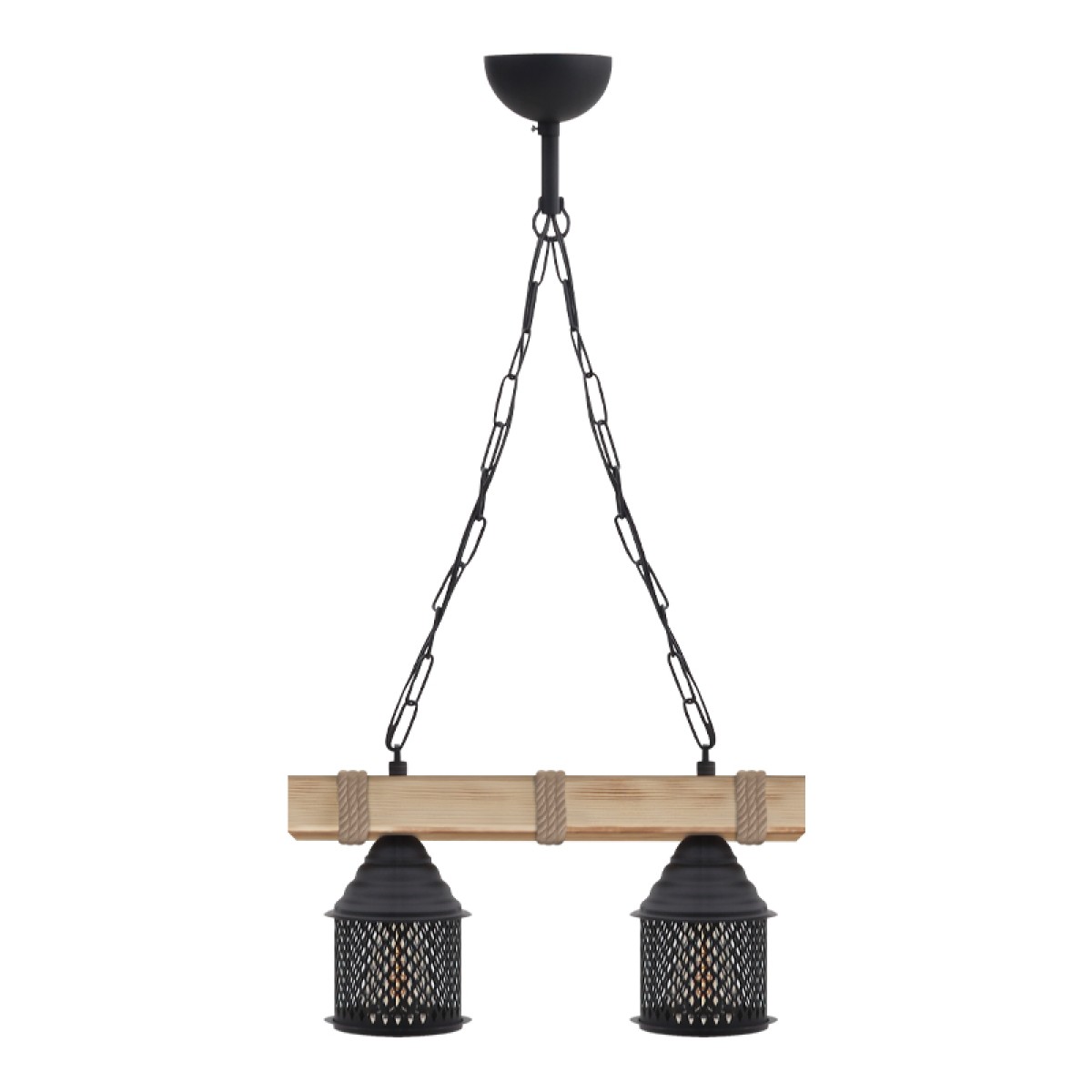 Φωτιστικό οροφής Elora Megapap E27 ξύλινο - μεταλλικό δίφωτο χρώμα φυσικό - μαύρο 40x13x75εκ.