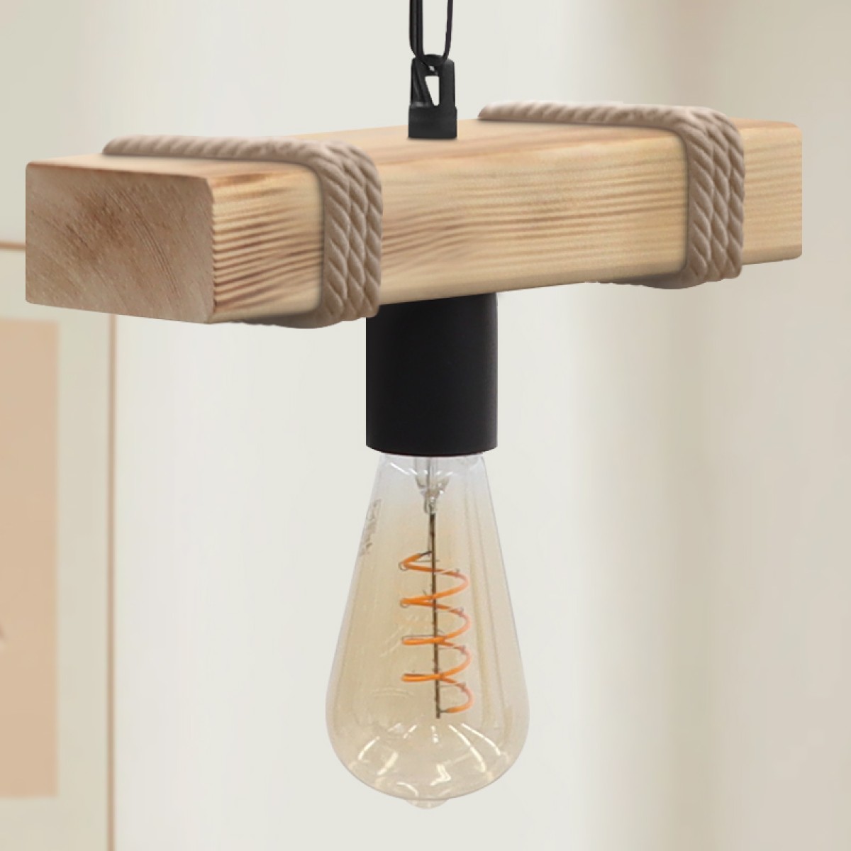 Φωτιστικό οροφής Vero Megapap E27 ξύλινο μονόφωτο χρώμα φυσικό 25x8x65εκ.