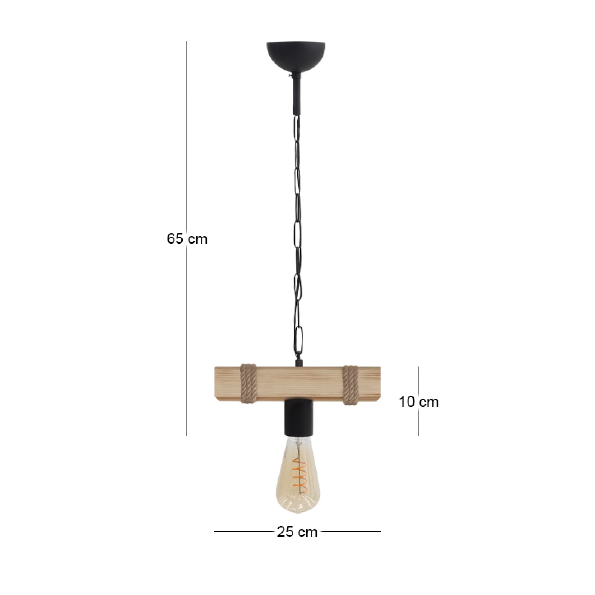 Φωτιστικό οροφής Vero Megapap E27 ξύλινο μονόφωτο χρώμα φυσικό 25x8x65εκ.