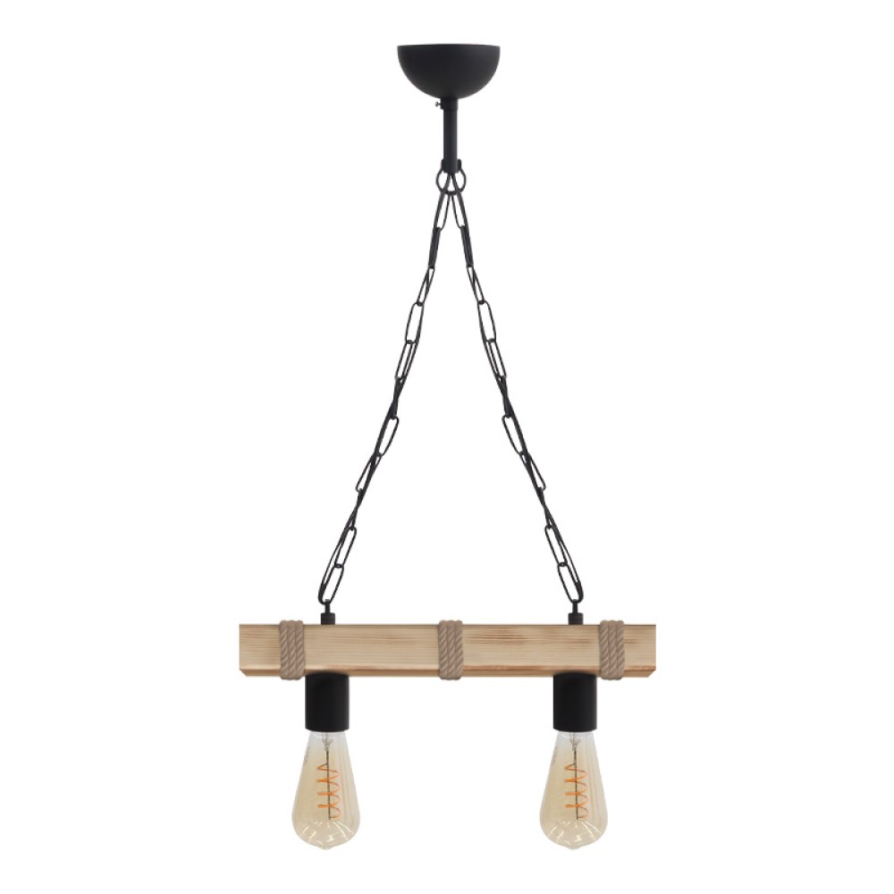 Φωτιστικό οροφής Vero Megapap E27 ξύλινο δίφωτο χρώμα φυσικό 40x8x65εκ.