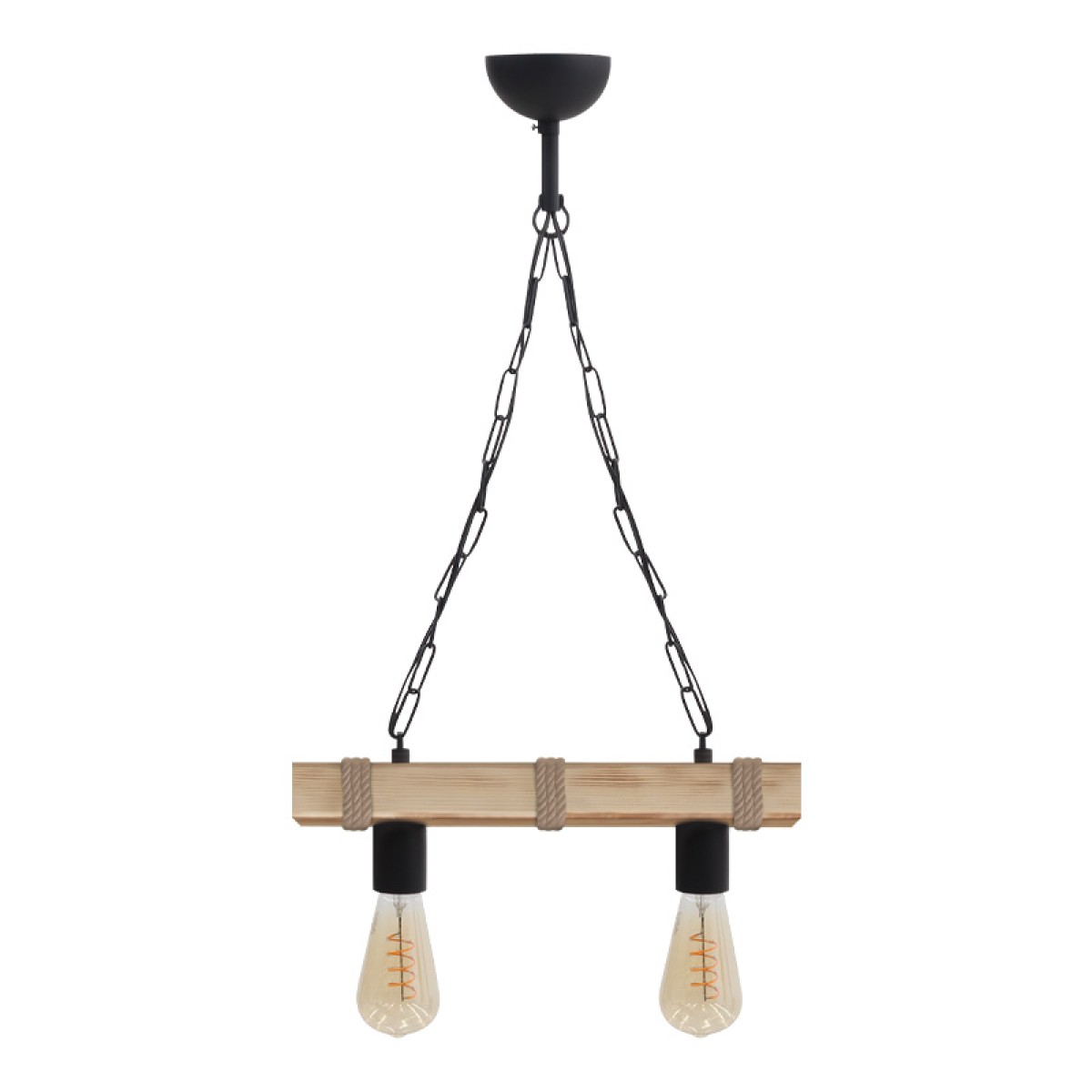 Φωτιστικό οροφής Vero Megapap E27 ξύλινο δίφωτο χρώμα φυσικό 40x8x65εκ.