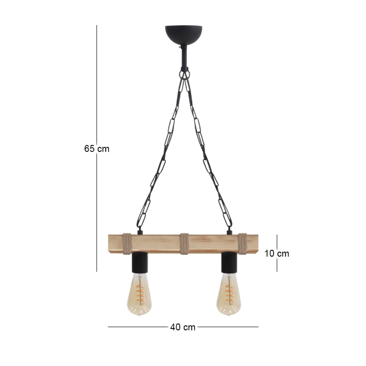 Φωτιστικό οροφής Vero Megapap E27 ξύλινο δίφωτο χρώμα φυσικό 40x8x65εκ.