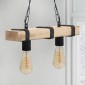 Φωτιστικό οροφής Vero Megapap E27 ξύλινο δίφωτο χρώμα φυσικό - μαύρο 40x8x65εκ.