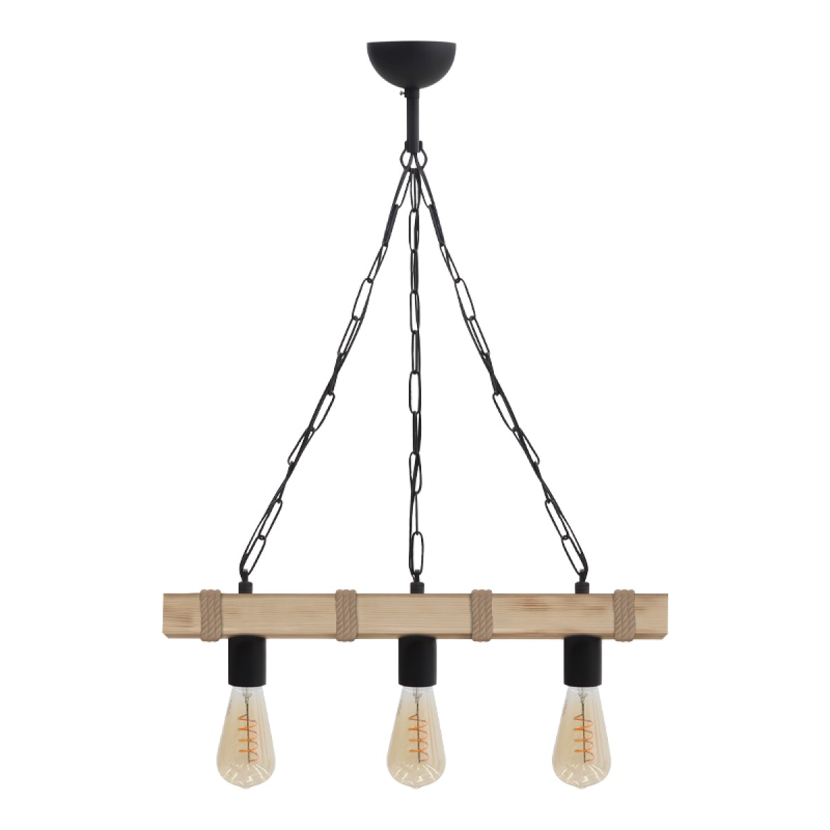 Φωτιστικό οροφής Vero Megapap E27 ξύλινο τρίφωτο χρώμα φυσικό 50x8x65εκ.