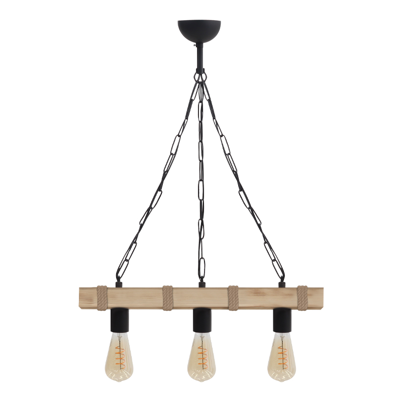 Φωτιστικό οροφής Vero Megapap E27 ξύλινο τρίφωτο χρώμα φυσικό 50x8x65εκ.