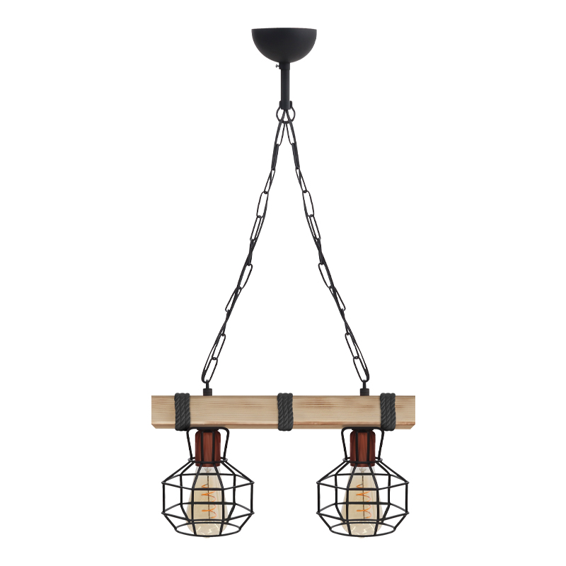 Φωτιστικό οροφής Lumenia Megapap E27 ξύλινο - μεταλλικό δίφωτο χρώμα φυσικό - μαύρο 40x14x80εκ.