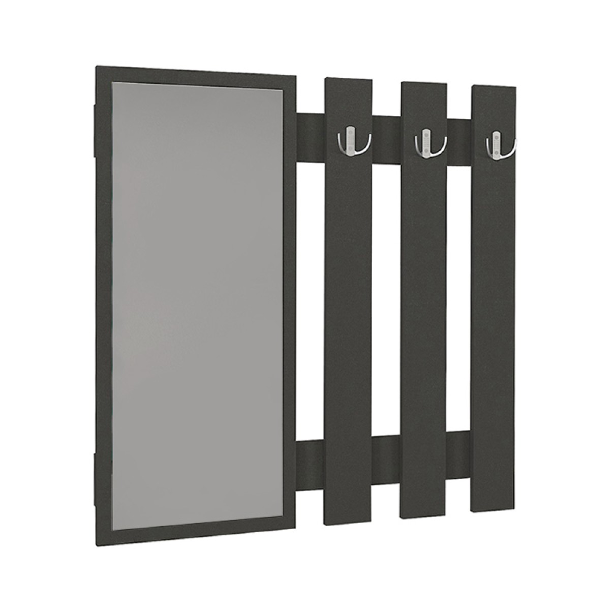 Κρεμάστρα τοίχου με καθρέπτη Folin Megapap χρώμα ανθρακί 90x4x90εκ.