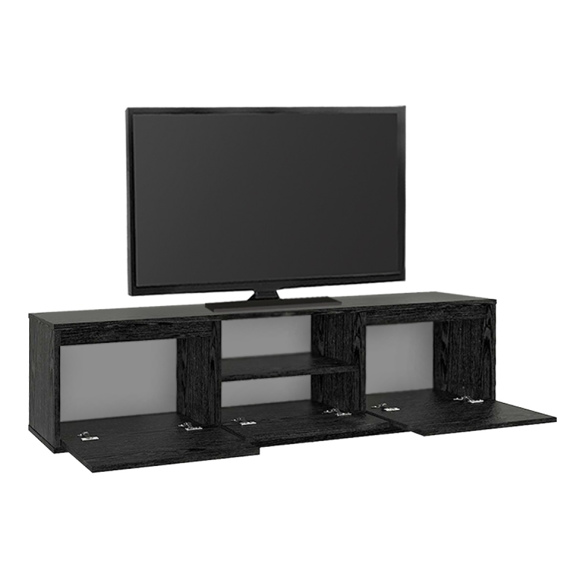 Έπιπλο τηλεόρασης Lumbera Megapap χρώμα sencron black 160x29,5x42εκ.