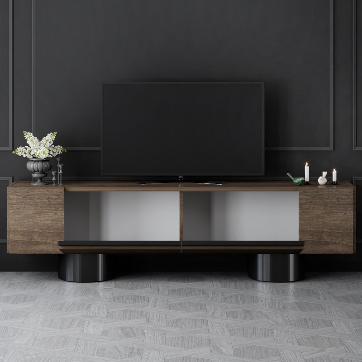 Έπιπλο τηλεόρασης Haven Megapap χρώμα καρυδί 180x30x50εκ.