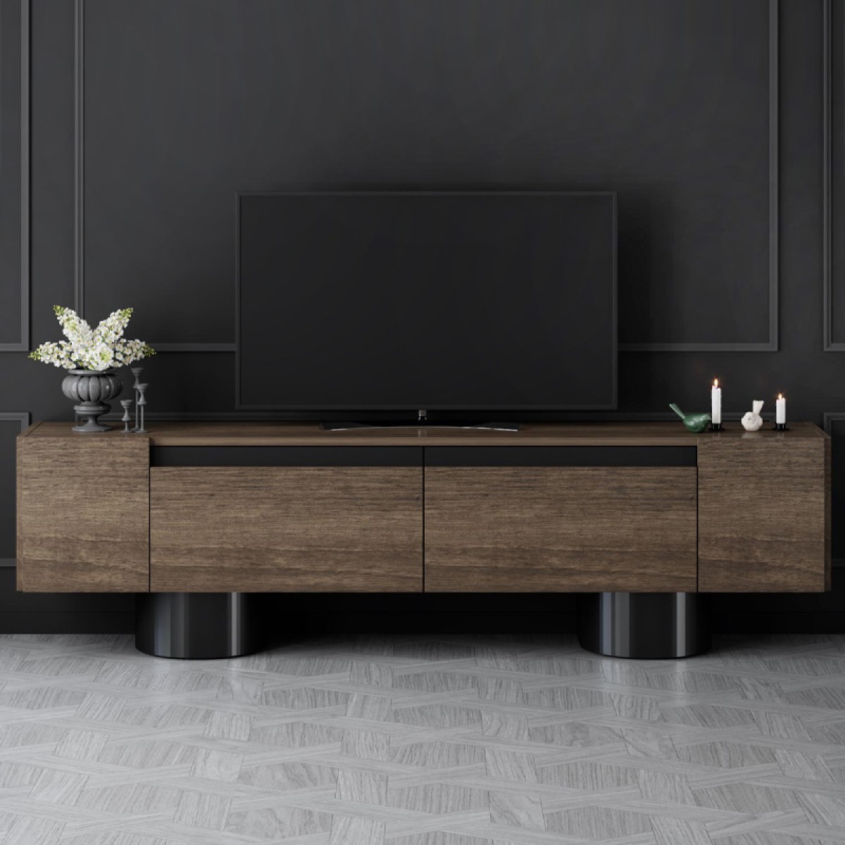 Έπιπλο τηλεόρασης Haven Megapap χρώμα καρυδί 180x30x50εκ.