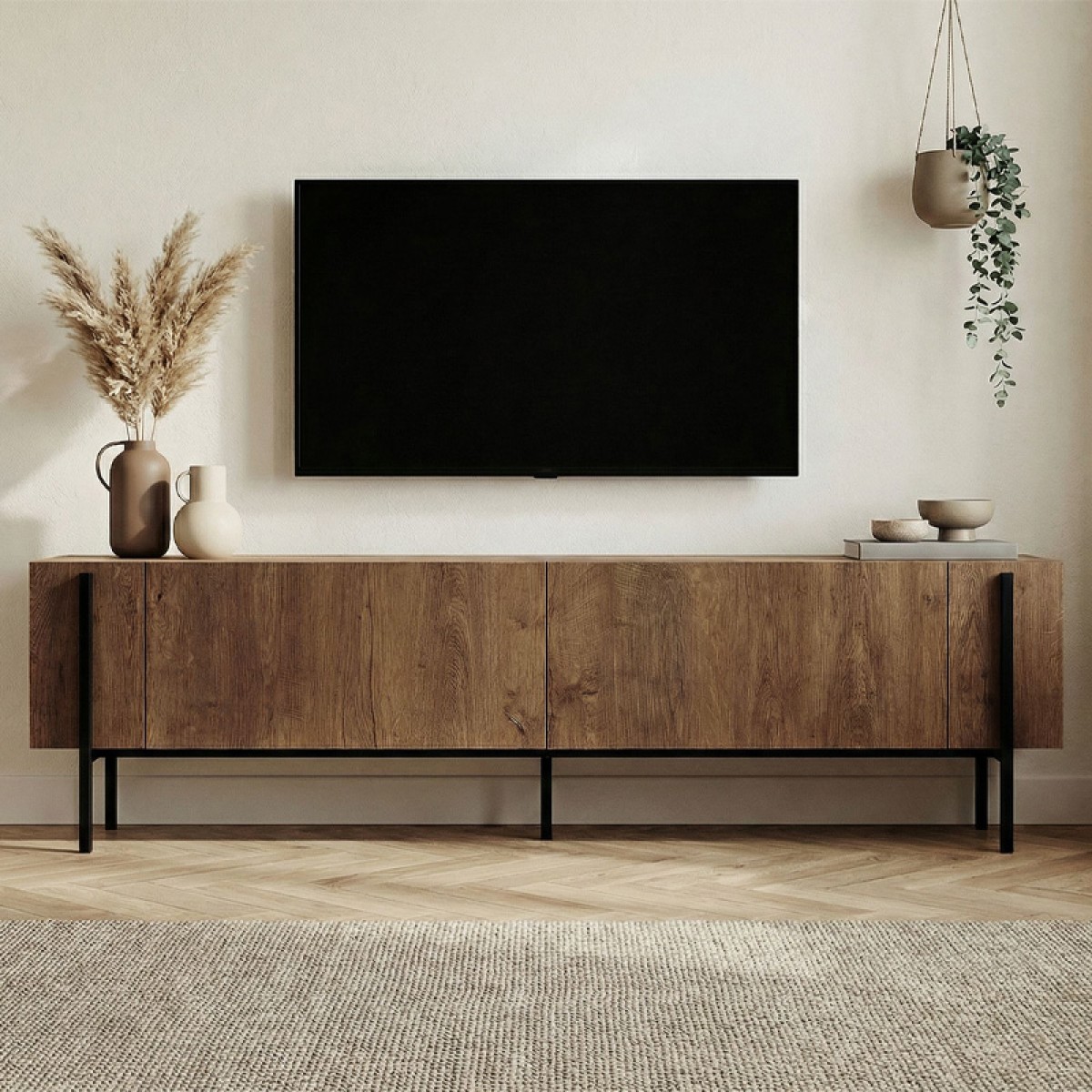 Έπιπλο τηλεόρασης Nexus Megapap χρώμα καρυδί 180x30x45,5εκ.