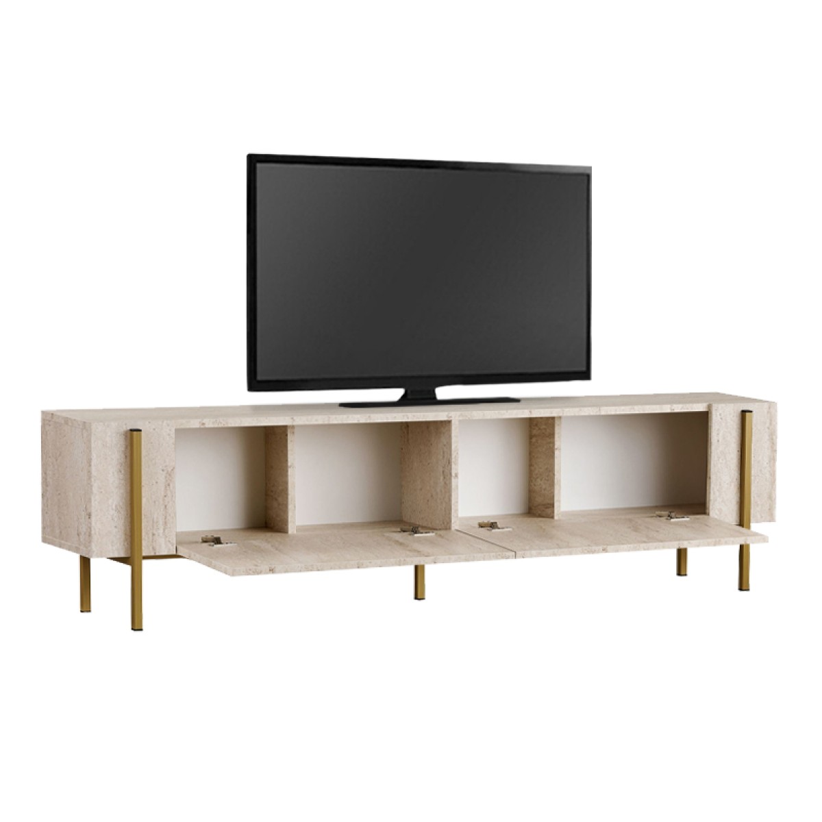 Έπιπλο τηλεόρασης Nexus Megapap χρώμα travertine - χρυσό 180x30x45,5εκ.
