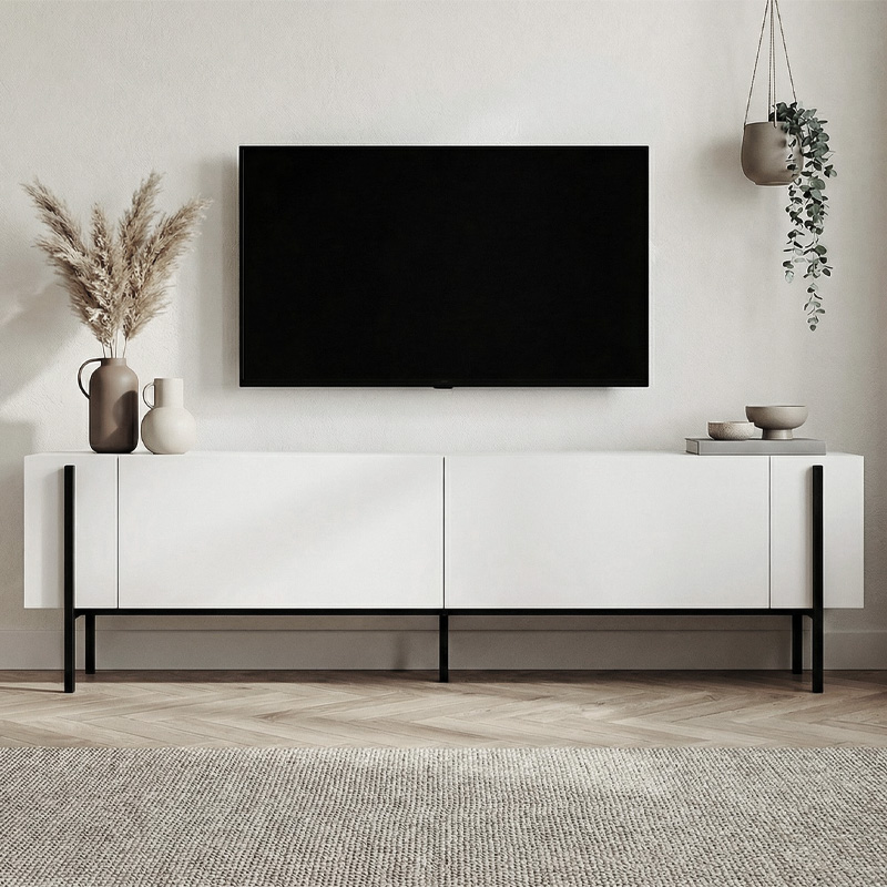 Έπιπλο τηλεόρασης Nexus Megapap χρώμα λευκό 180x30x45,5εκ.