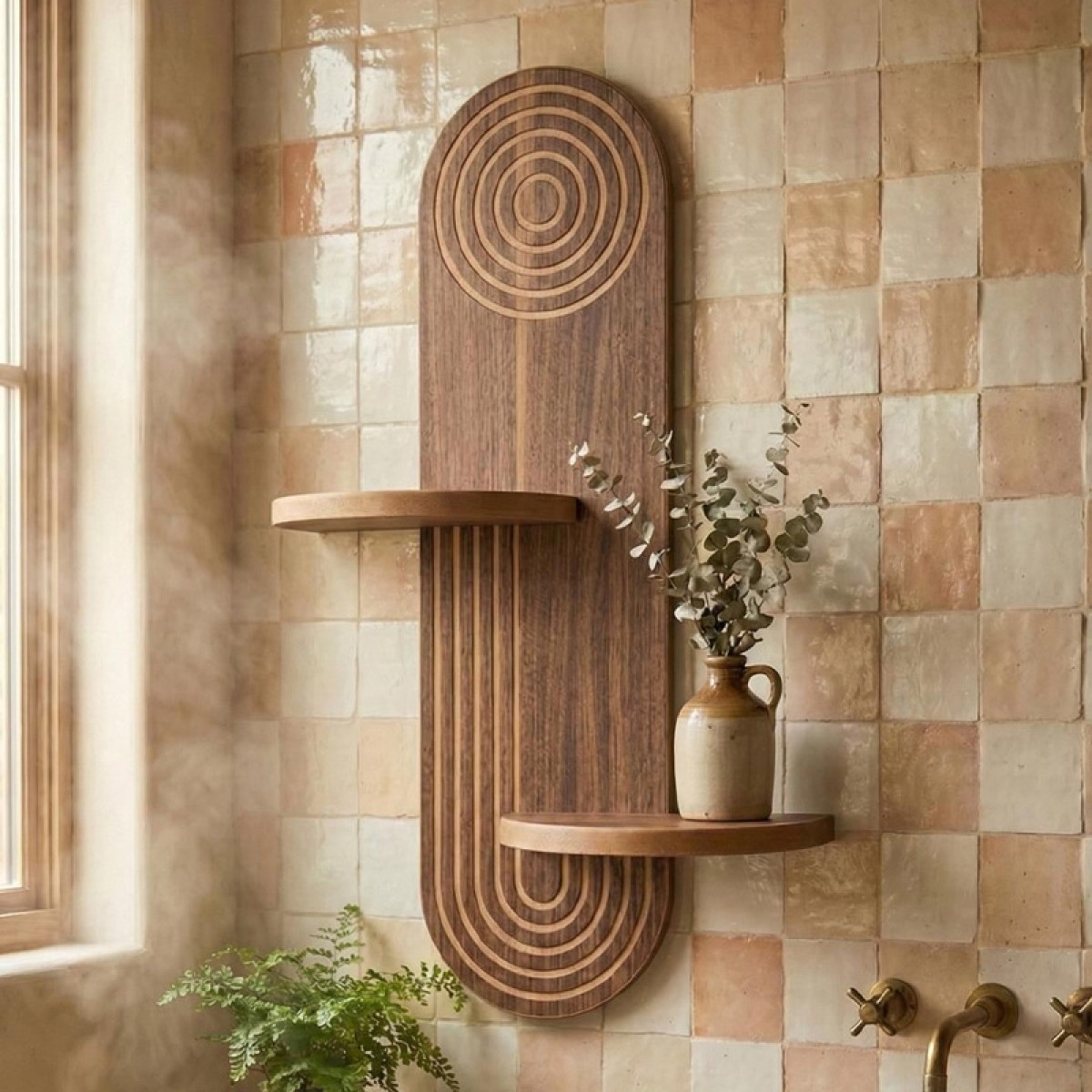 Ραφιέρα τοίχου Artwill Megapap Mdf χρώμα wenge 46x13x70εκ.