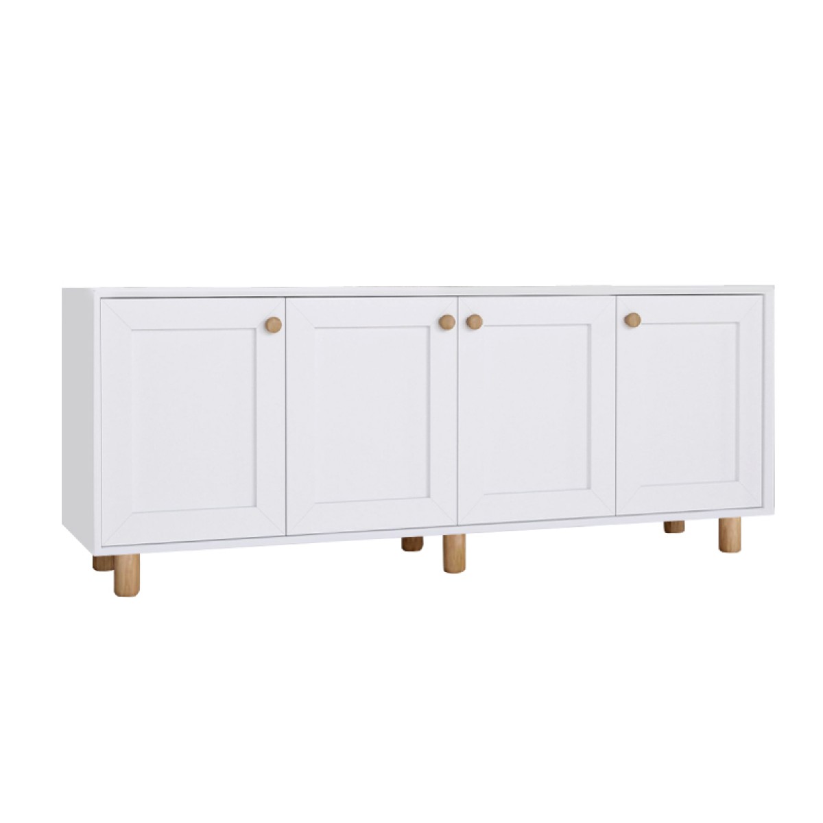Μπουφές Bohemian Megapap χρώμα λευκό - φυσικό οξιάς 180x40x75εκ.