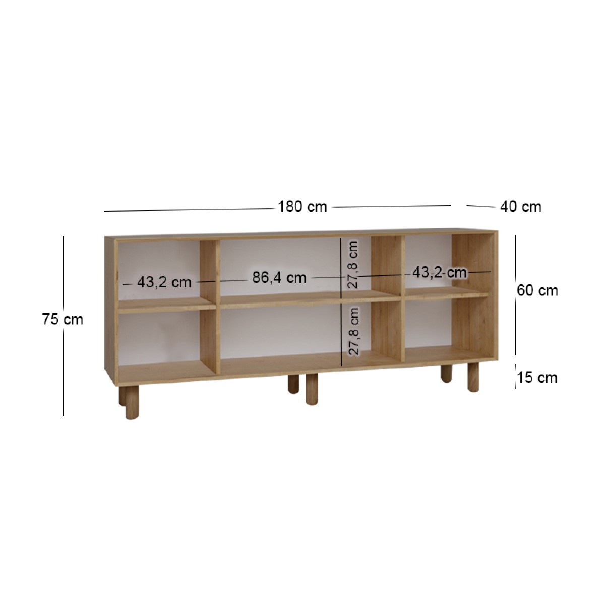 Μπουφές Bohemian Megapap χρώμα φυσικό οξιάς 180x40x75εκ.