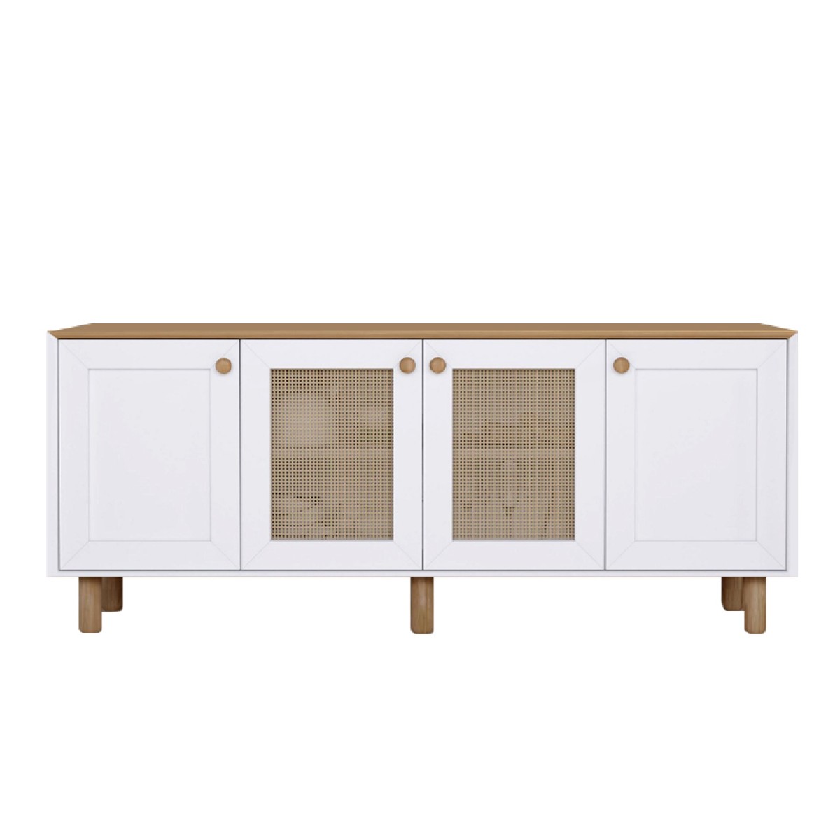 Μπουφές Bohemian Megapap χρώμα λευκό - φυσικό οξιάς 180x40x75εκ.
