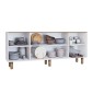 Μπουφές Bohemian Megapap χρώμα λευκό - φυσικό οξιάς 180x40x75εκ.