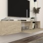 Έπιπλο τηλεόρασης επιτοίχιο Damla Megapap με LED χρώμα travertine 180x29,5x29,5εκ.