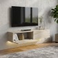 Έπιπλο τηλεόρασης επιτοίχιο Aristo Megapap με LED χρώμα travertine 135x31,6x25εκ.