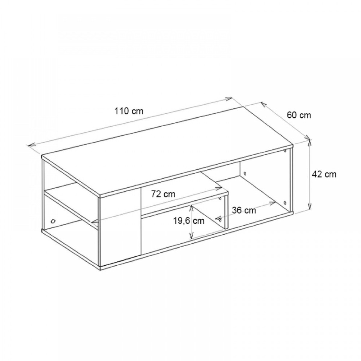 Τραπεζάκι σαλονιού Abdera Megapap χρώμα travertine 110x60x42εκ.