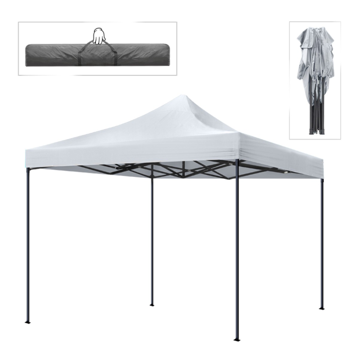 Κιόσκι - Gazebo Bari Megapap πτυσσόμενο μεταλλικός σκελετός - αδιάβροχο ύφασμα χρώμα λευκό 3x3x3,10m.