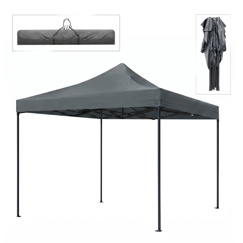 Κιόσκι - Gazebo Bari Megapap πτυσσόμενο μεταλλικός σκελετός - αδιάβροχο ύφασμα χρώμα γκρι 3x3x3,10m.