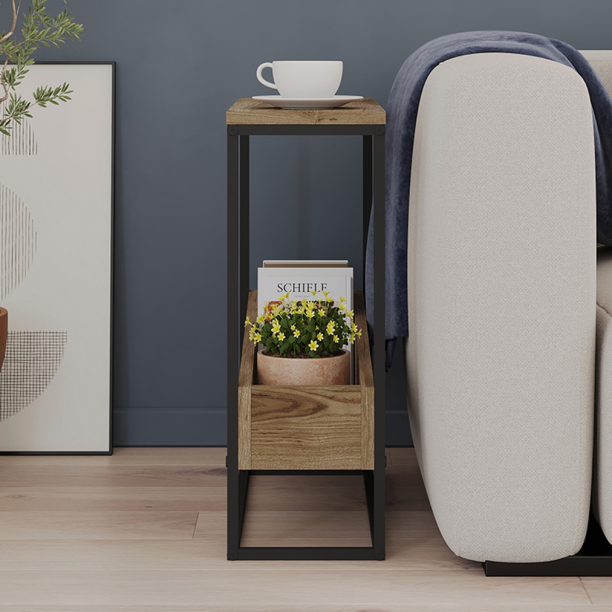 Τραπεζάκι βοηθητικό Lido Megapap χρώμα καρυδί Ud 60x22x62εκ.