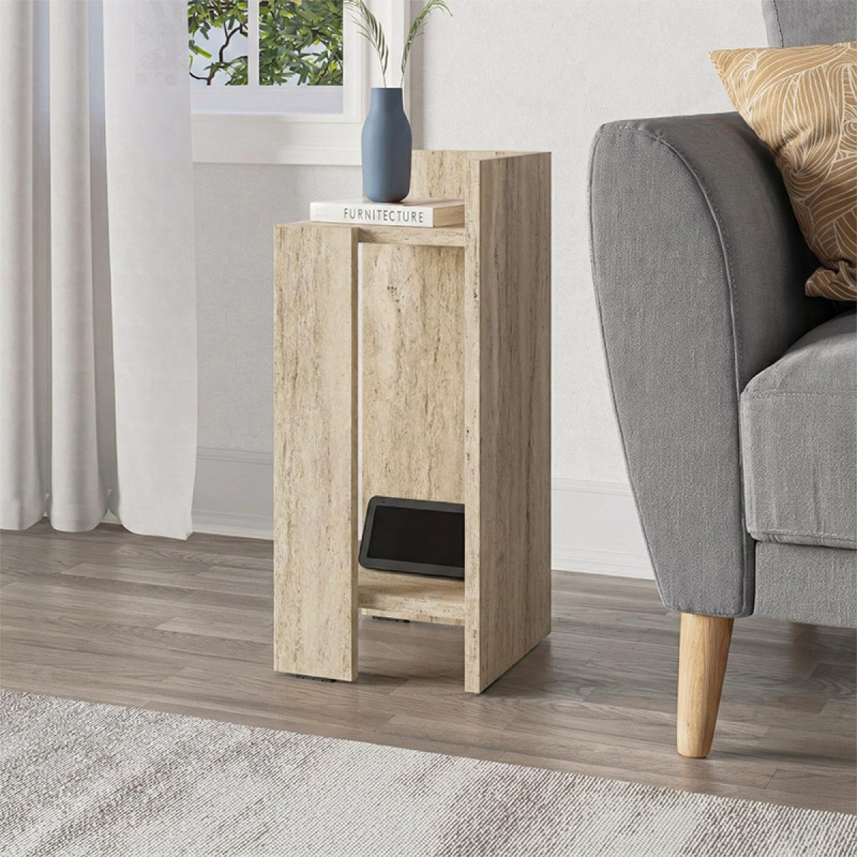 Κομοδίνο Elos Megapap δεξί χρώμα travertine 25x27x60εκ.
