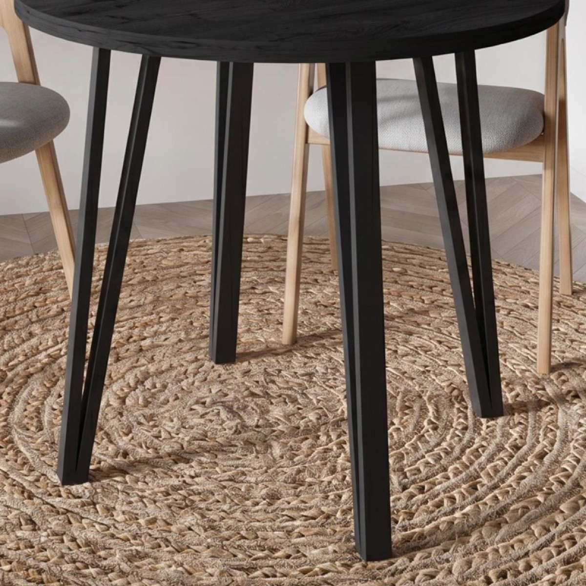 Τραπέζι Xana Megapap χρώμα black wood Ø90x77,5εκ.