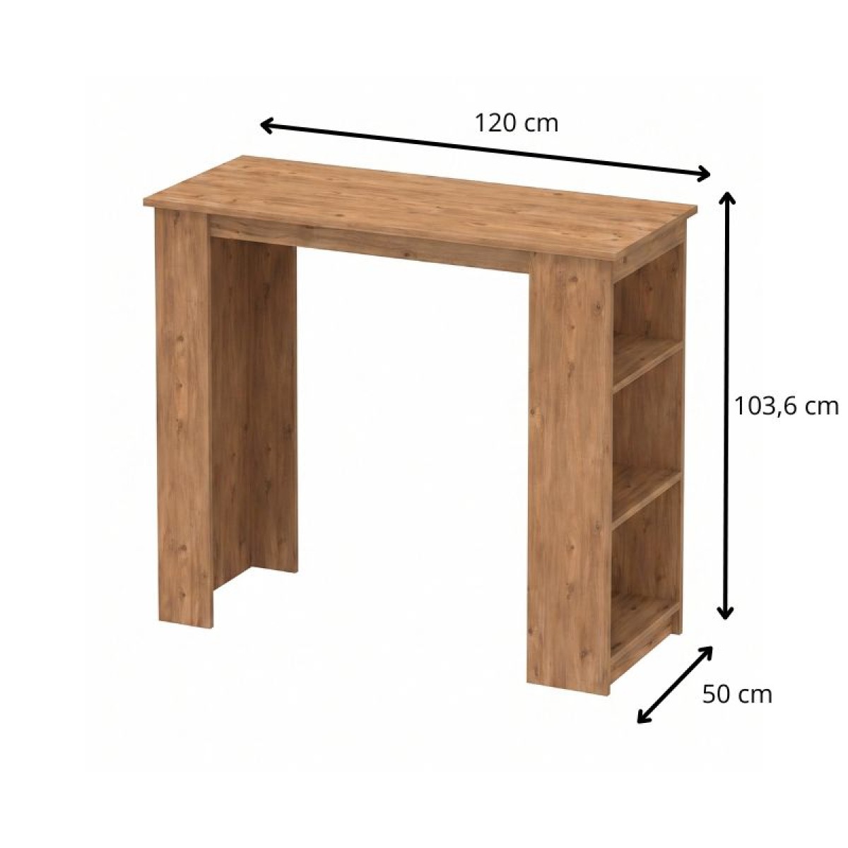 Τραπέζι μπαρ Toska Megapap χρώμα pine oak 120x50x103,6εκ.