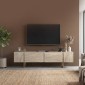 Έπιπλο τηλεόρασης Orontes Megapap χρώμα travertine - χρυσό 180x29,6x50εκ.