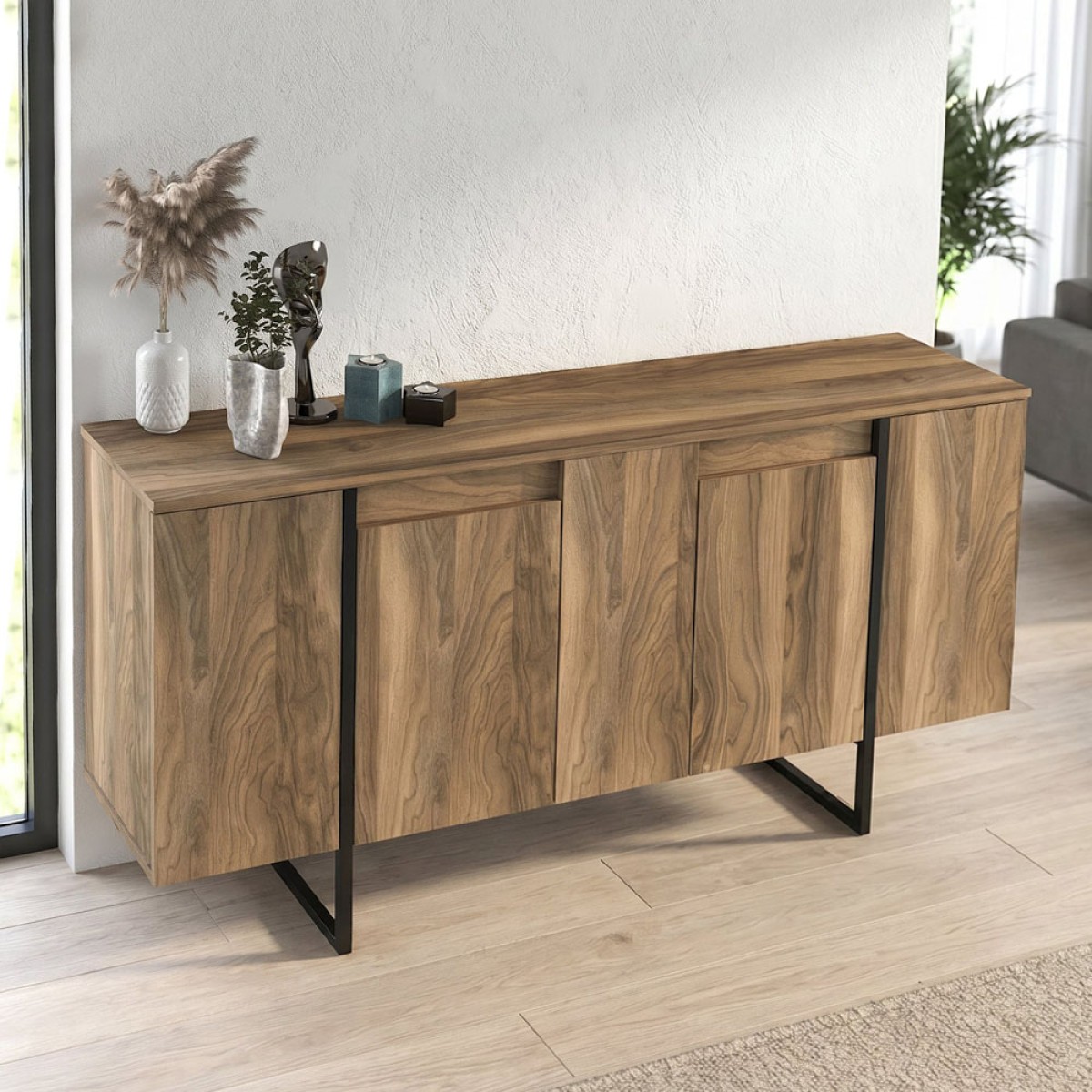 Μπουφές Orontes Megapap χρώμα καρυδί 160x35,2x80εκ.