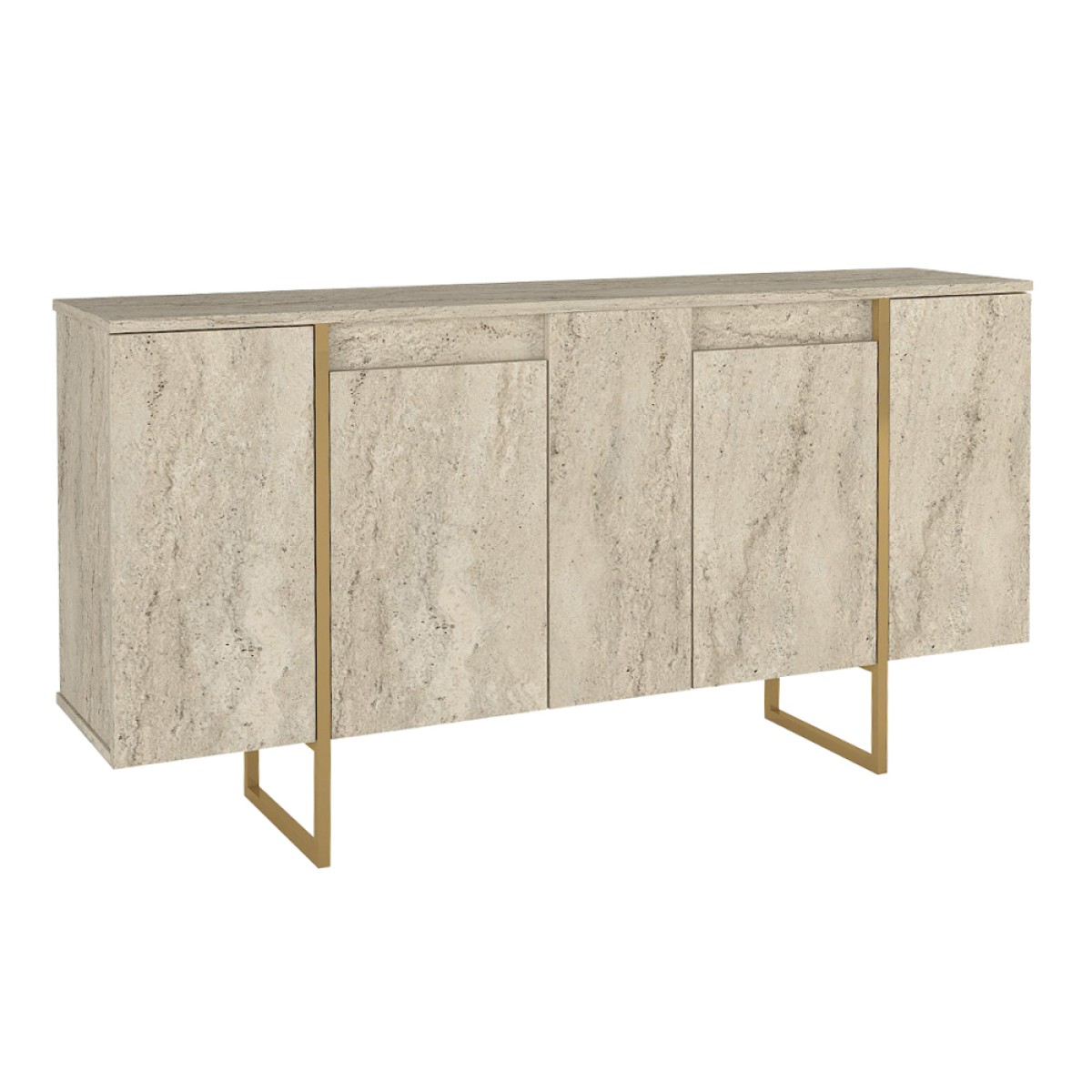 Μπουφές Orontes Megapap χρώμα travertine - χρυσό 160x35,2x80εκ.
