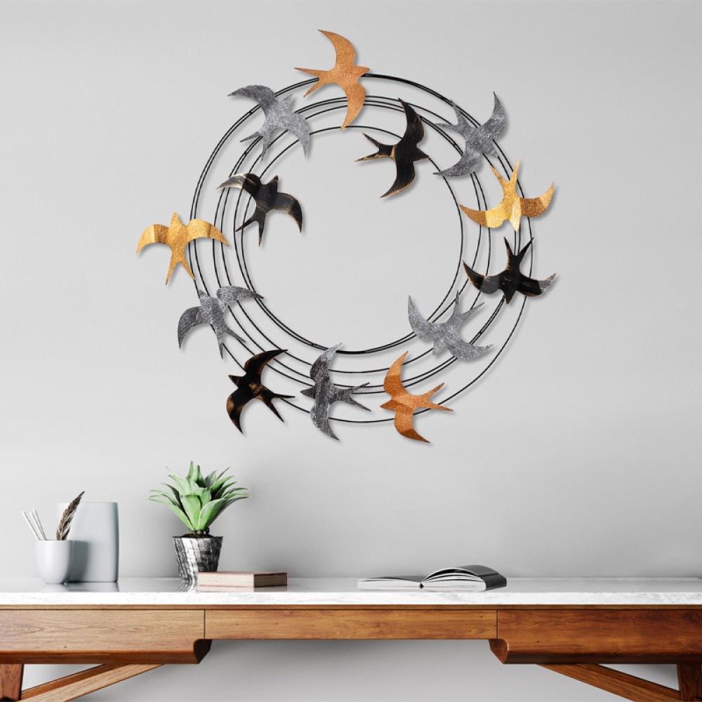 Διακοσμητικό τοίχου Spiral Flock Megapap μεταλλικό χρώμα μαύρο - bronze - ασημί 87x87εκ.