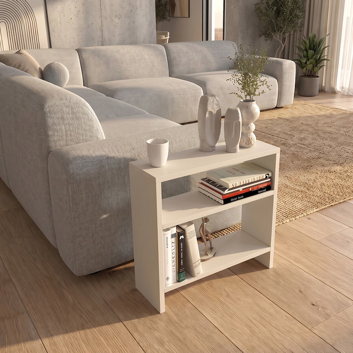 Τραπεζάκι βοηθητικό Silvanus Megapap χρώμα sandstone 51x17,5x49εκ.