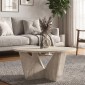 Τραπεζάκι σαλονιού Lagerta Megapap χρώμα travertine Ø75x35εκ.