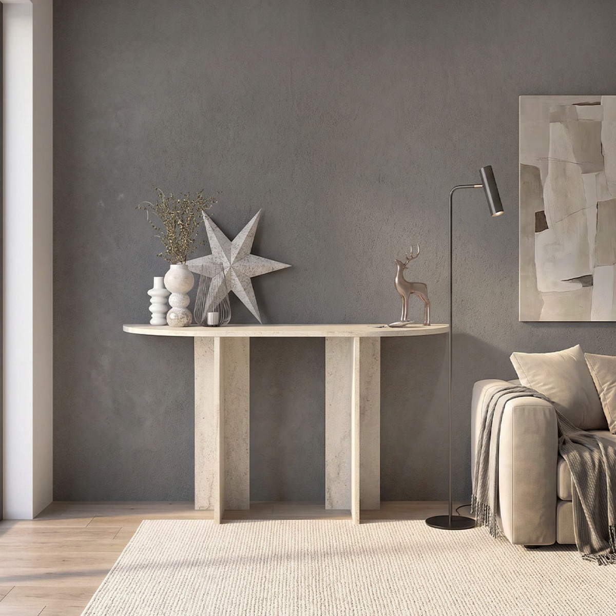 Κονσόλα Cortado Megapap χρώμα travertine 120x35x75εκ.