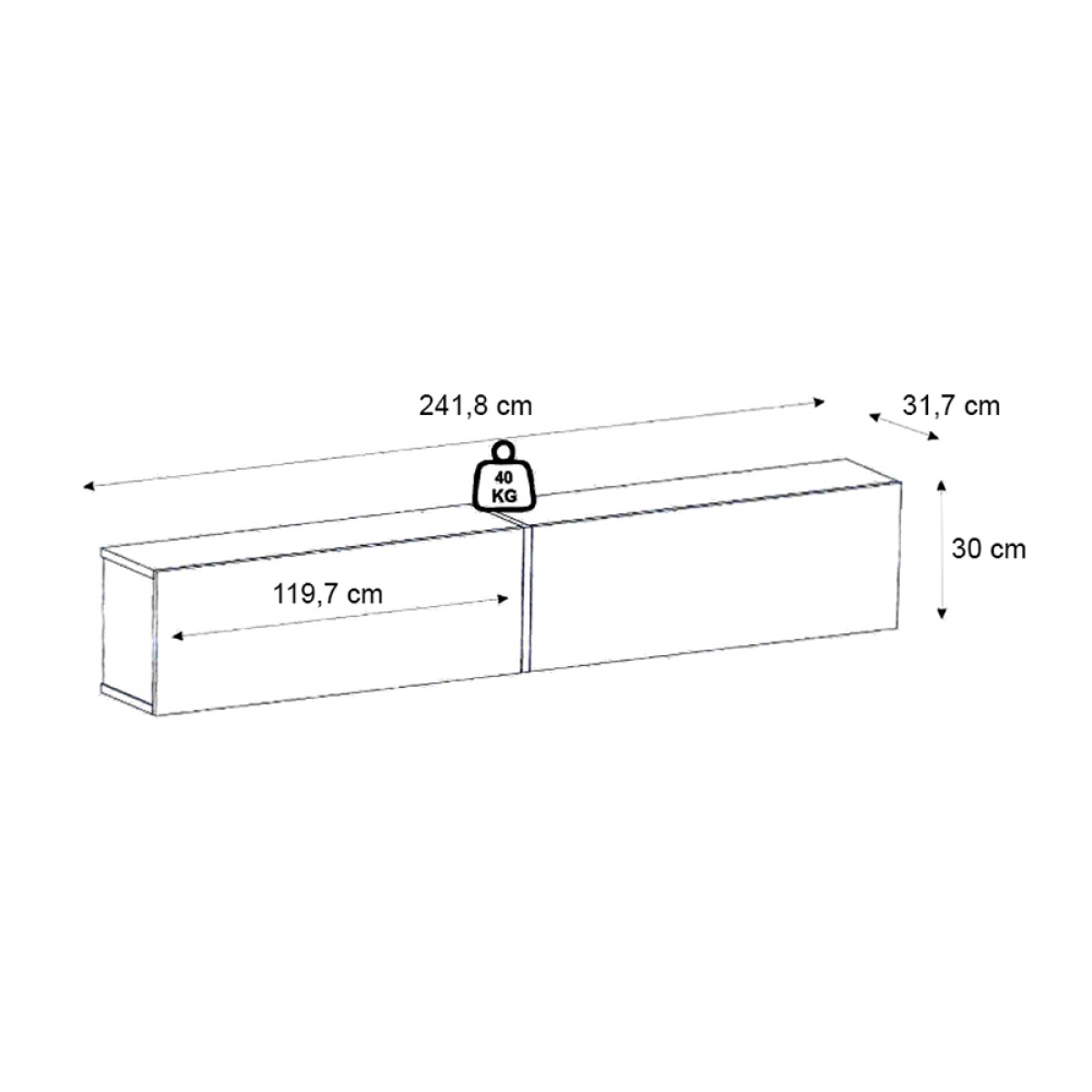 Έπιπλο τηλεόρασης επιτοίχιο Espanse Megapap χρώμα sandstone 241,8x31,7x30εκ.