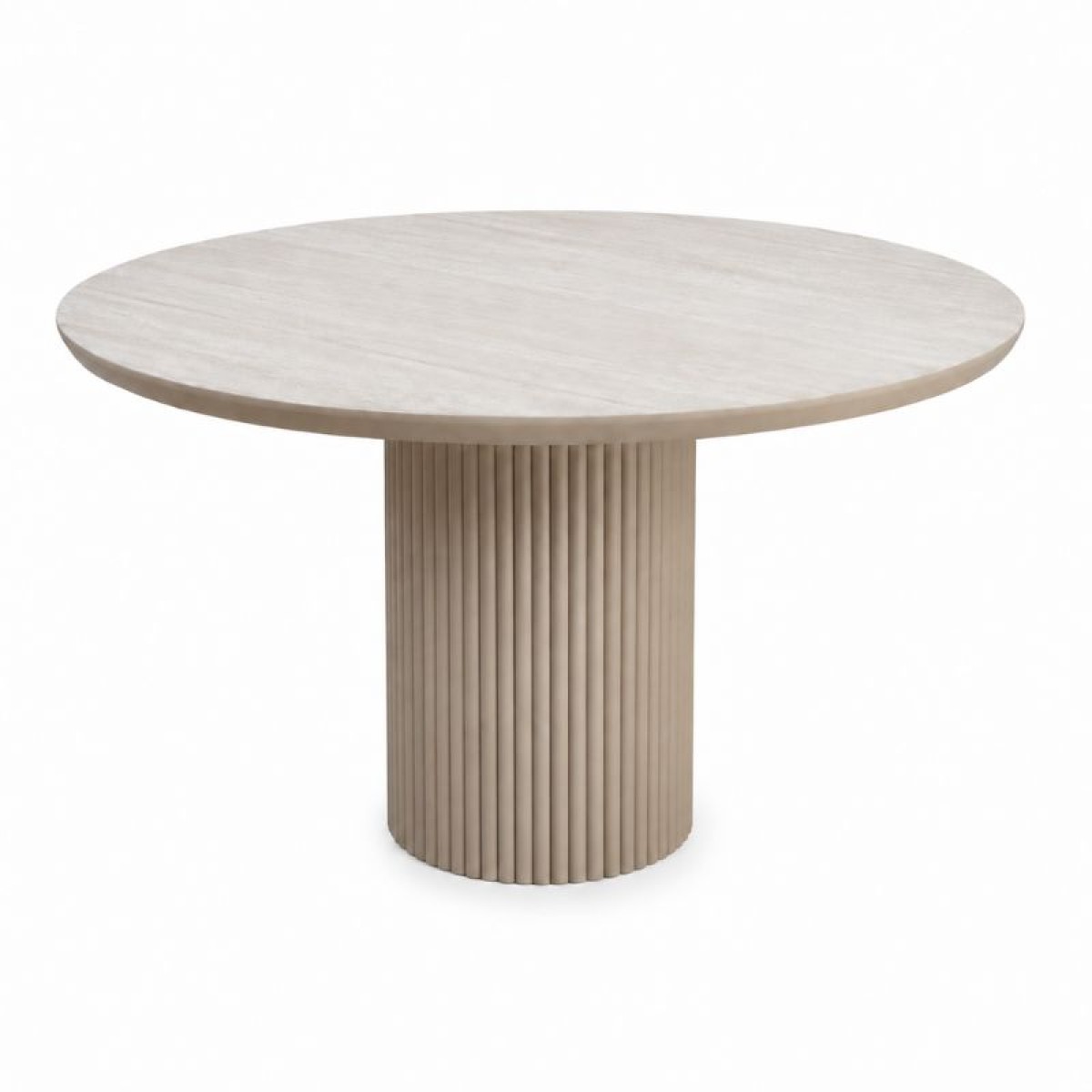 Τραπέζι Hazar Megapap Mdf χρώμα travertine - sandstone Ø119,5x76εκ.